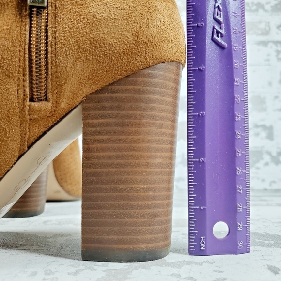 Jessica Simpson Kymber Brown Suede Perforated Zip Up Ankle Booties O661 - Picture 9 of 13